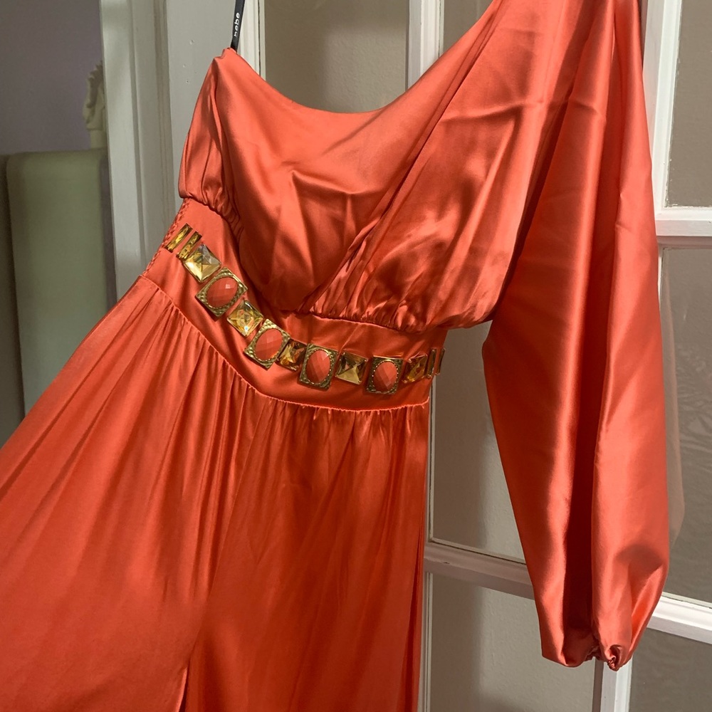 Bebe One Shoulder Jumpsuit Dress